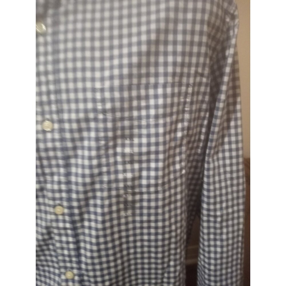 NWT Men's GAP Slim Fit Poplin Stretch Long Sleeve Shirt, Blue White Check 2XL - Picture 5 of 14